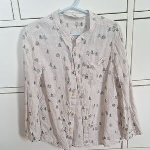 Kids Tree Print Shirt - Creamsize 6 Boy 100% Linen